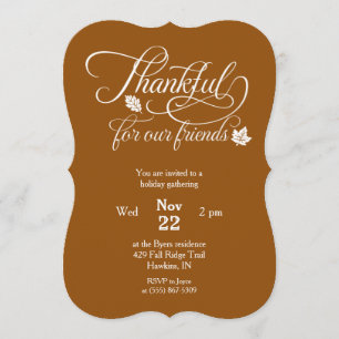 Friendsgiving Thankful for Our Friends Typography Invitation