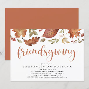 Friendsgiving Thankful Leaves Invitation