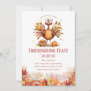 Friendsgiving Thanksgiving Cute Turkey Invitation