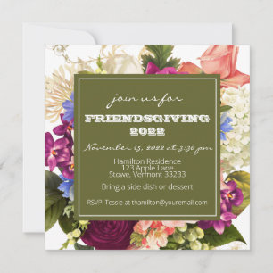 Friendsgiving Thanksgiving Dinner Autumn Florals Invitation