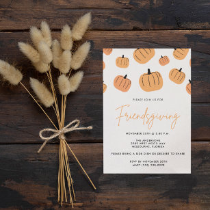 Friendsgiving Thanksgiving Dinner Fall Pumpkin Invitation