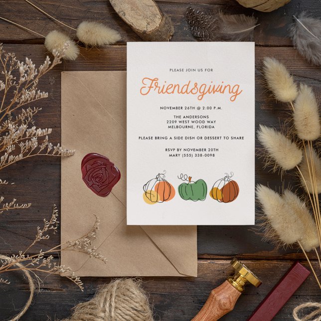 Friendsgiving Thanksgiving Dinner Fall Pumpkin Invitation (Creator Uploaded)
