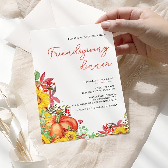 Friendsgiving Thanksgiving Dinner Fall Pumpkin Invitation (Creator Uploaded)