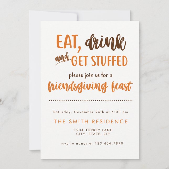 Friendsgiving Thanksgiving Dinner Feast Potluck Invitation (Front)