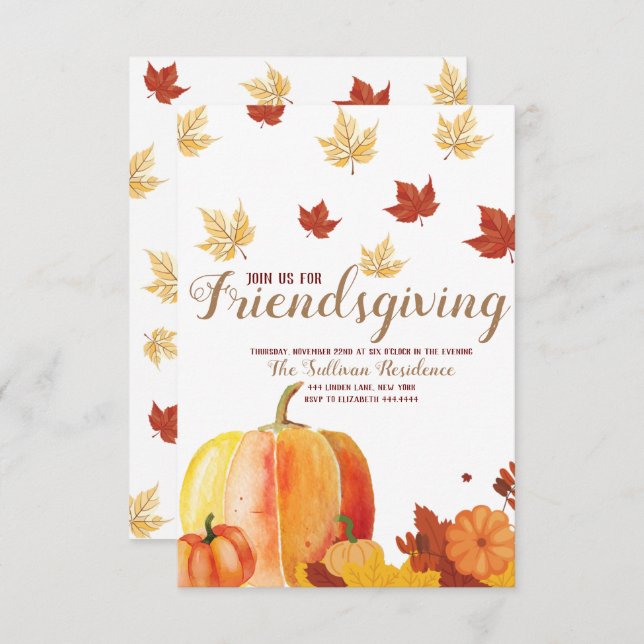 Friendsgiving Thanksgiving Dinner Invitation (Front/Back)