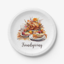 Friendsgiving Thanksgiving Dinner Plates