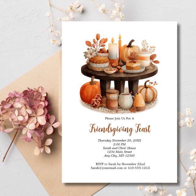 Friendsgiving Thanksgiving Fall Autumn Dinner Invitation (Friendsgiving Thanksgiving Dinner Party Fall Autumn Invitation Printed or Digital)