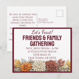 Friendsgiving Thanksgiving Fall Floral Postcard