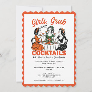 Friendsgiving Thanksgiving Girl Friends Fun Retro Invitation