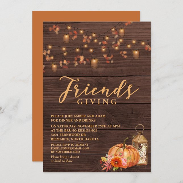 Friendsgiving Thanksgiving Holiday Invitation (Front/Back)