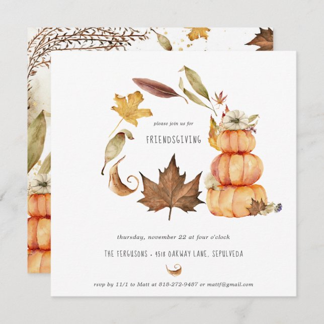 Friendsgiving Thanksgiving Party Invitation (Front/Back)