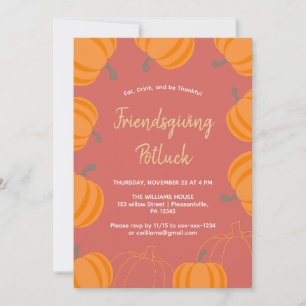 Friendsgiving Thanksgiving Potluck Fall Pumpkin Invitation