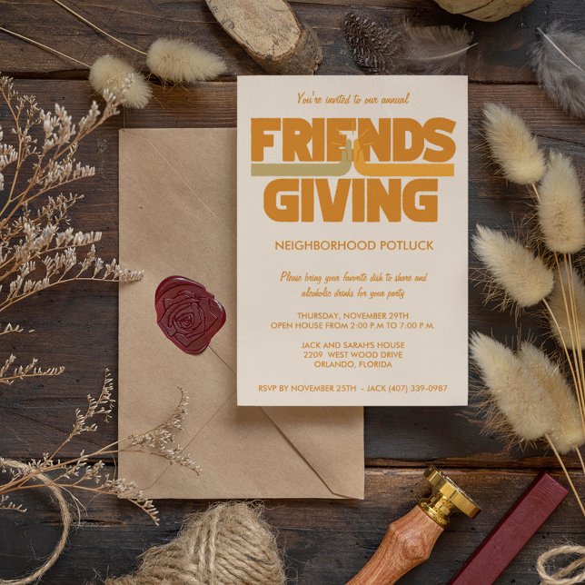 Friendsgiving Thanksgiving Potluck Party Invitation (Creator Uploaded)