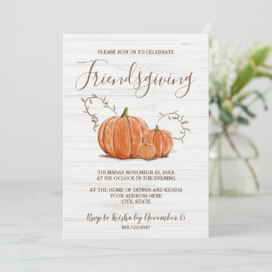 Friendsgiving Thanksgiving Watercolor Pumpkin Invitation
