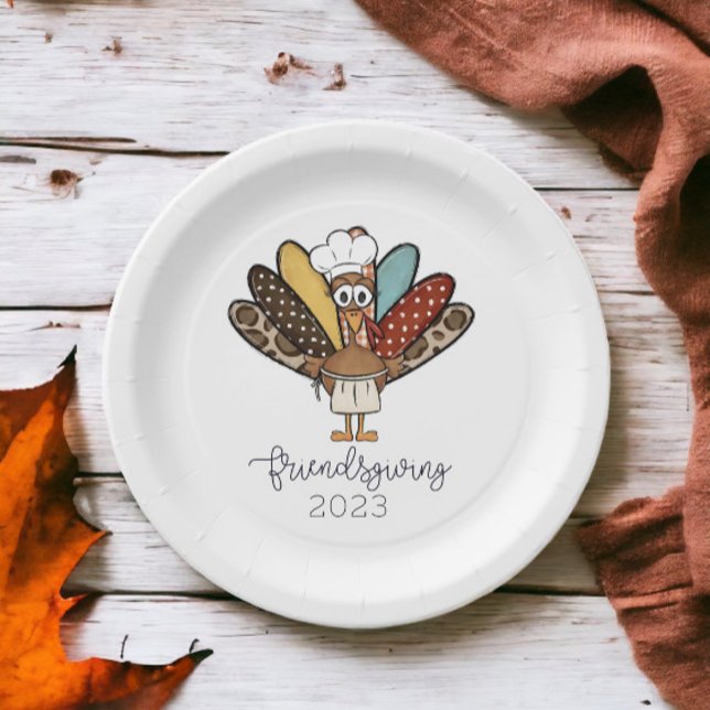 Friendsgiving Turkey Girl Funny Paper Plate (Creator Uploaded)