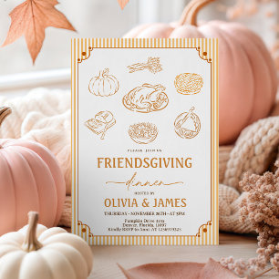 Friendsgiving Vintage Frame Food Invitation
