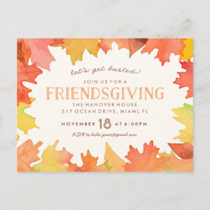 Friendsgiving Watercolor Invitation Postcard