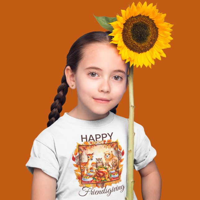 Friendsgiving Woodland Animals Autumn Leaves T-Shirt (Creator Uploaded)