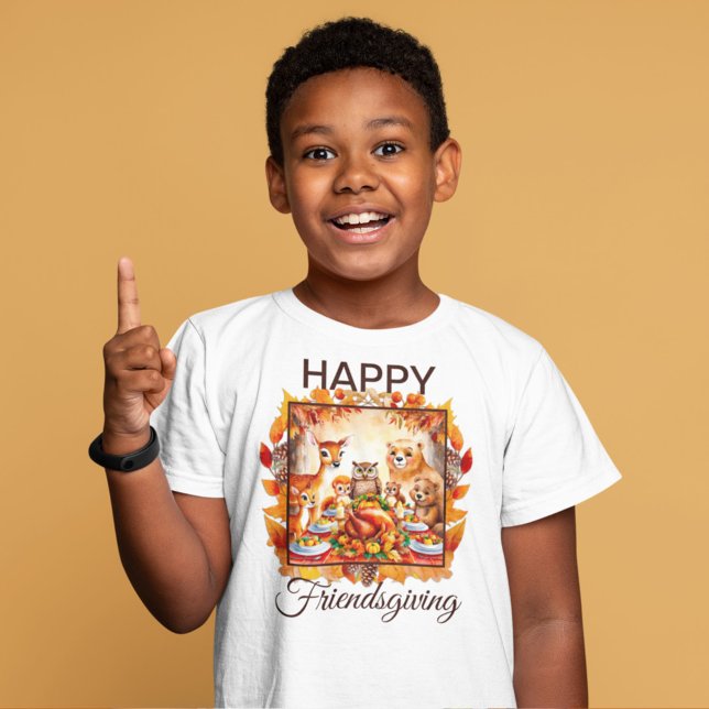 Friendsgiving Woodland Animals Autumn Leaves T-Shirt (Creator Uploaded)