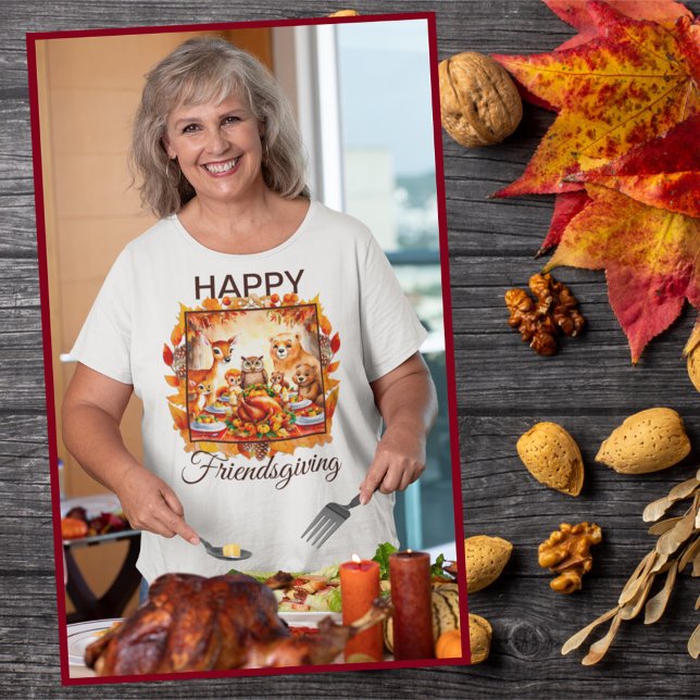 Friendsgiving Woodland Animals Autumn Leaves T-Shirt (Creator Uploaded)