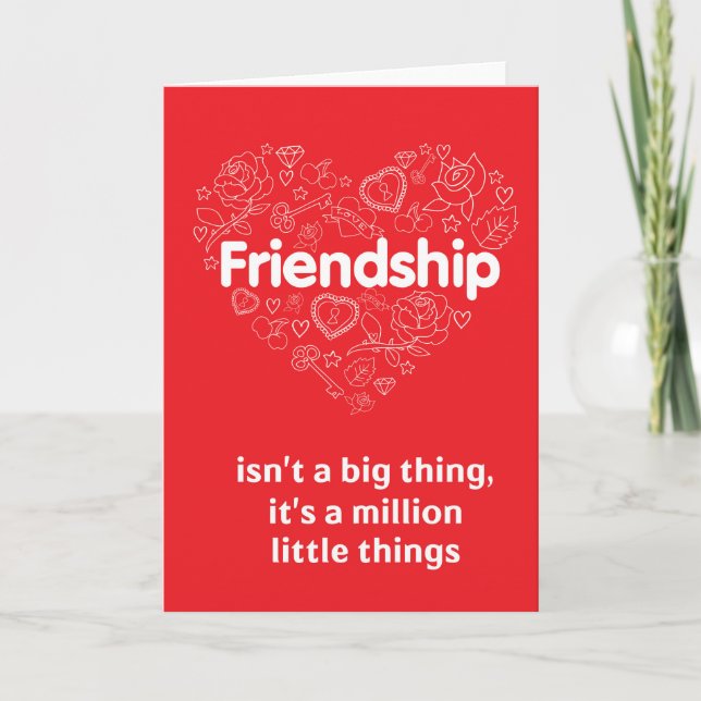 Friendship amazing quote red greeting card (Front)