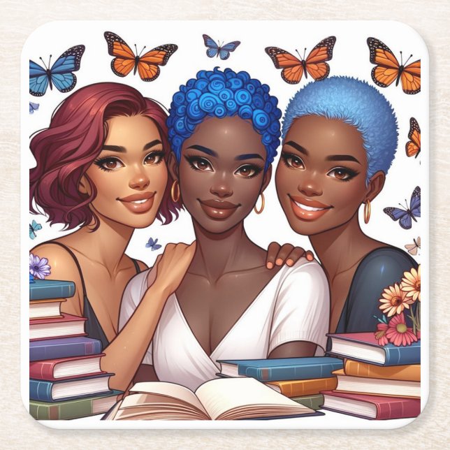 Friendship and Words Square Paper Coaster (Front)