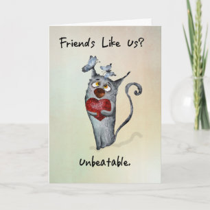 Friendship Anniversary Whimsical Cat Butterfly Card