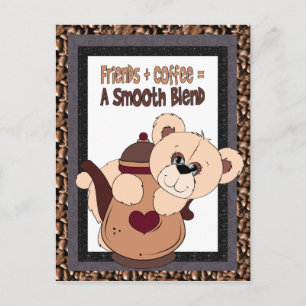 Friendship Bear fun Coffee postcard