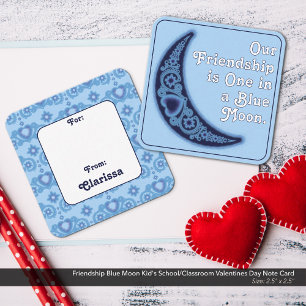 Friendship Blue Moon Kid's School Valentine's Day Card