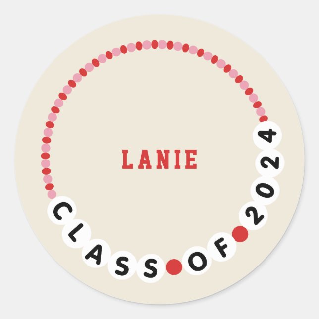 Friendship Bracelet Class of 2024 Graduation Classic Round Sticker (Front)
