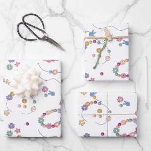 Friendship Bracelet Girl Jewelry Pattern Wrapping Paper Sheet