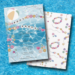 Friendship Bracelet Girl Pool Swim Birthday Party Invitation