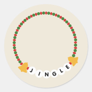 Friendship Bracelet Jingle Bells Christmas Classic Round Sticker