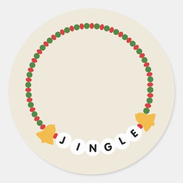 Friendship Bracelet Jingle Bells Christmas Classic Round Sticker (Front)