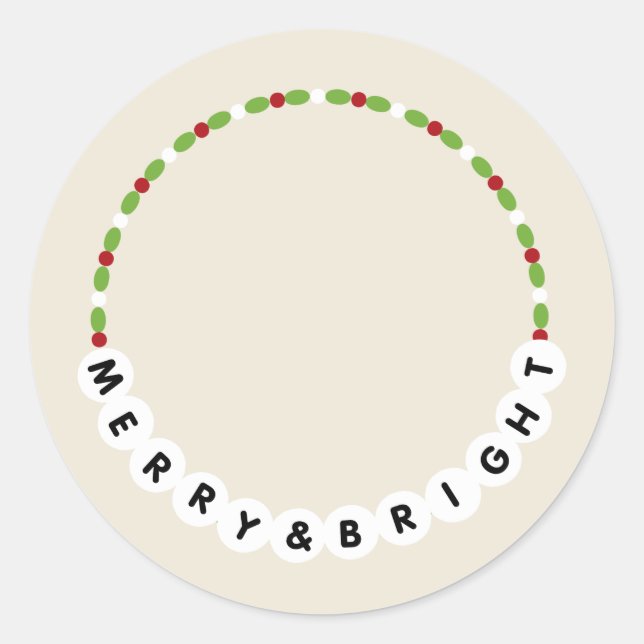 Friendship Bracelet Merry And Bright Christmas Classic Round Sticker (Front)