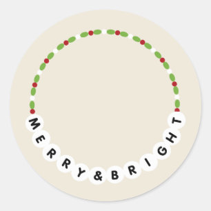 Friendship Bracelet Merry And Bright Christmas Classic Round Sticker