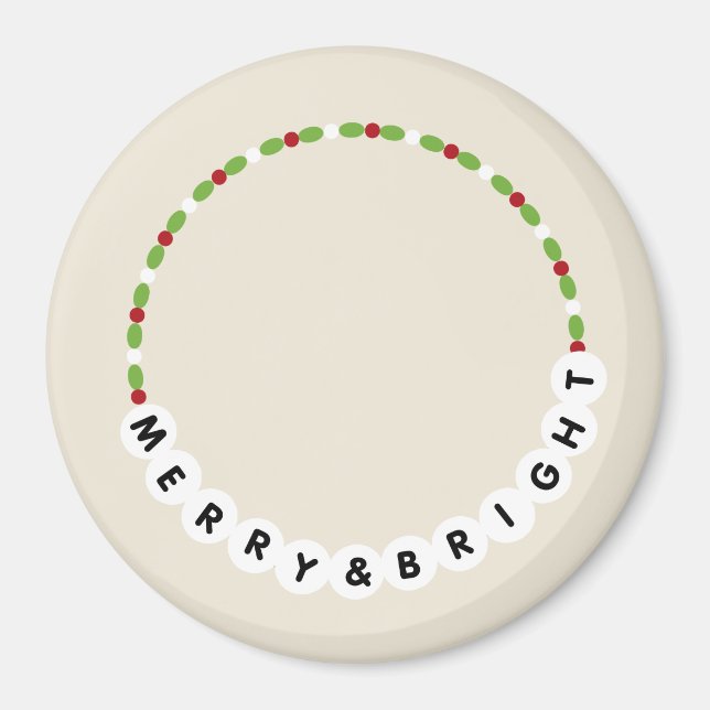 Friendship Bracelet Merry and Bright Christmas Magnet (Front)