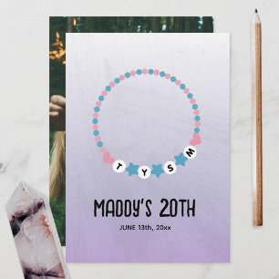 Friendship Bracelet TYSM Birthday Thank You Purple Card