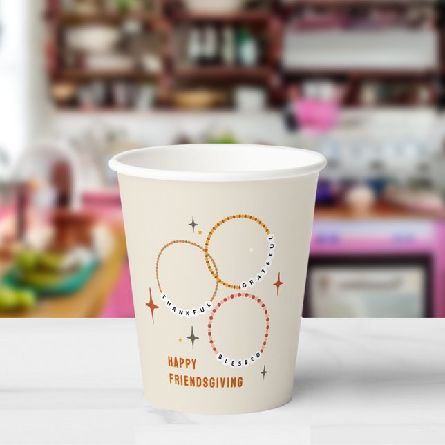 Friendship Bracelets Friendsgiving Thanksgiving Paper Cups (Creator Uploaded)