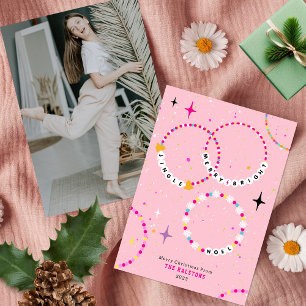 Friendship Bracelets Pink Christmas Photo Invitation