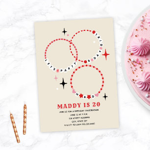 Friendship Bracelets Pink & Red Birthday Invitation