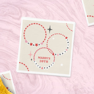 Friendship Bracelets Red & Pink Birthday Napkin