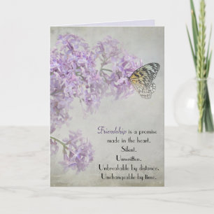 Friendship Butterfly on Purple Lilac Blossom Card