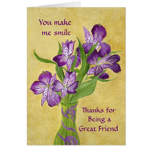 Friendship Card with Purple Flowers (Front)