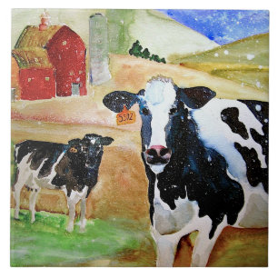 Friendship Cows Ceramic Kitchen Tile