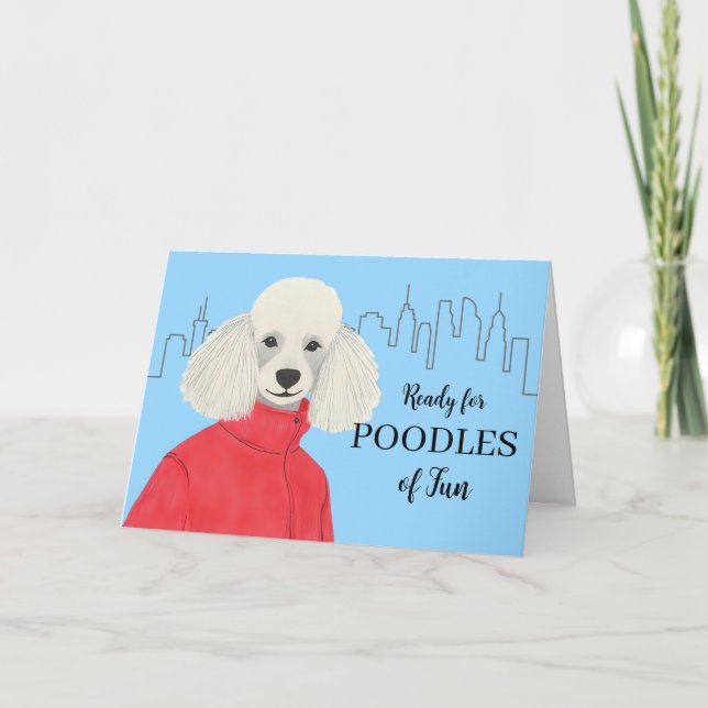 Friendship Custom Text Poodle City Background  Card (Front)