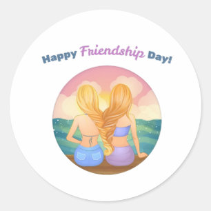 Friendship day classic round sticker