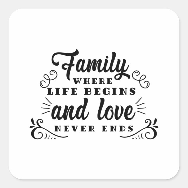 Friendship day family life begins square sticker (Front)