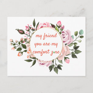 Friendship elegant typography decorated floral  postcard