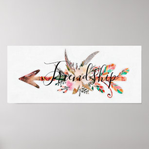 Friendship floral arrow poster